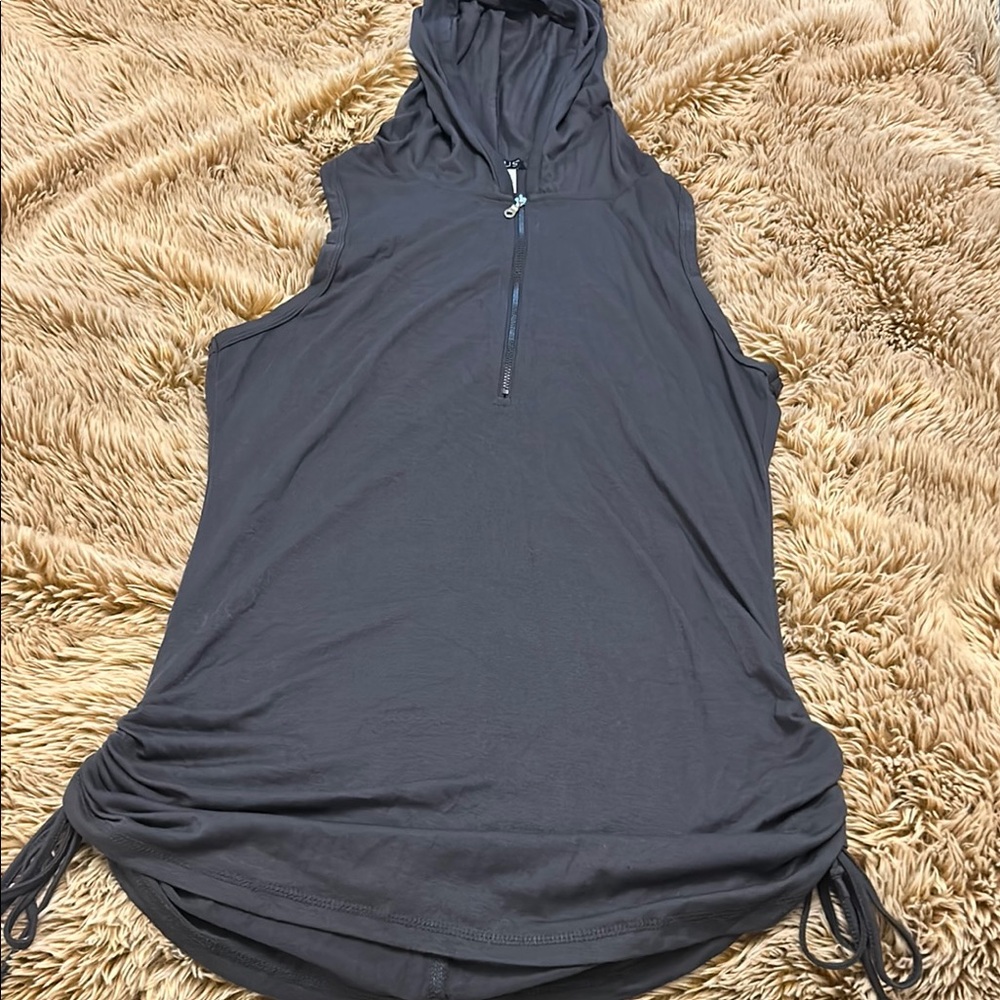 Sleeveless Hooded Cover-up in Dark Gray